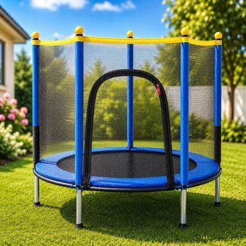 Батут детский Fitonix SafeJump 140 см синий с защитной сеткой и 6 ножками 1650 фото
