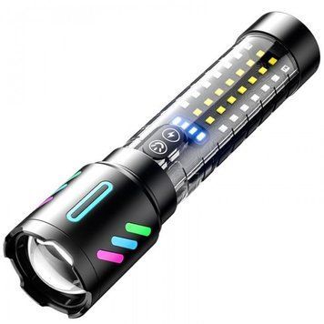 LED-ліхтар ручний акумуляторний з боковою світлодіодною панеллю та USB  1297 фото