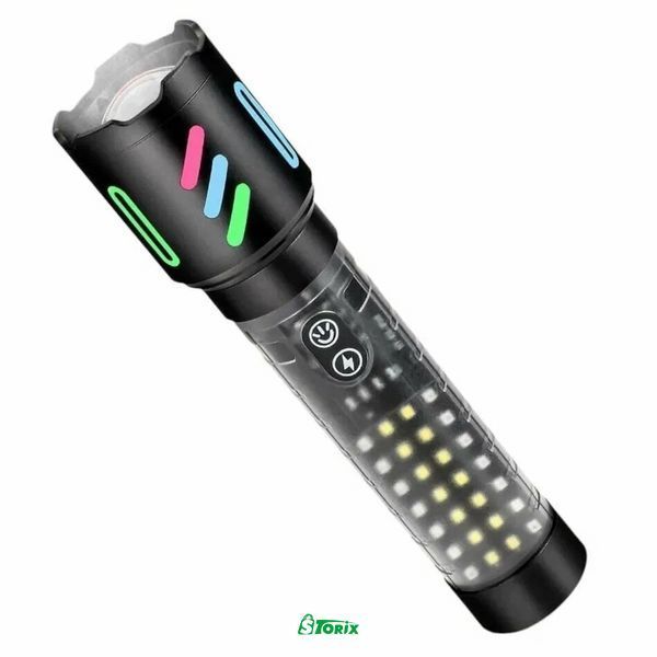 LED-ліхтар ручний акумуляторний з боковою світлодіодною панеллю та USB  1297 фото