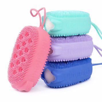 Силиконовая массажная мочалка Bath Brush двухсторонняя с внутренней губкой 1401 фото