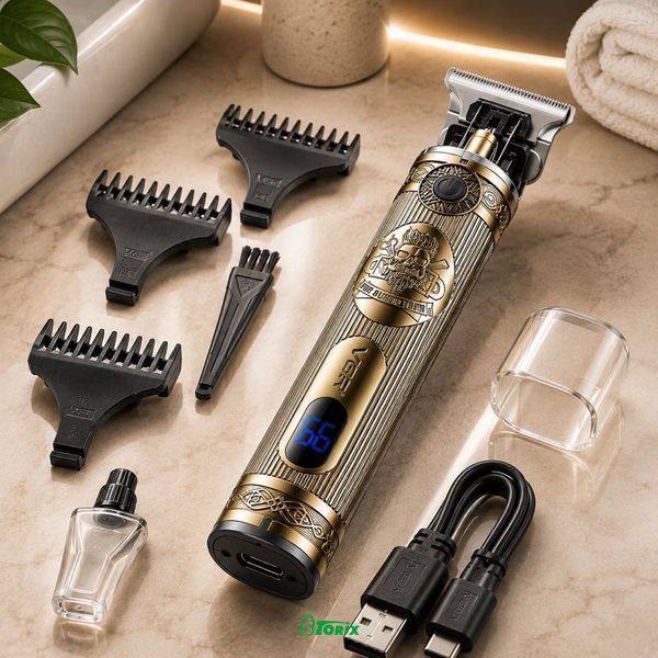 Триммер аккумуляторный для бороды и волос с LED-дисплеем VGR V-948 9952 фото