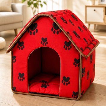 Домик Portable Dog House складной для собак и кошек 45х41х45 см красный 1641 фото