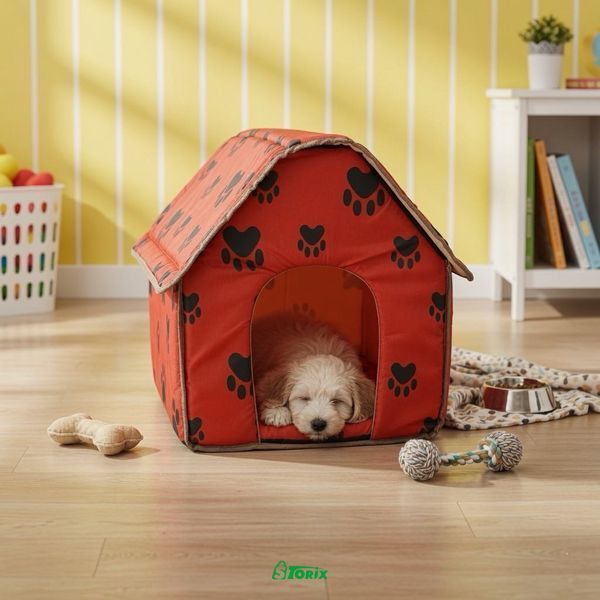Домик Portable Dog House складной для собак и кошек 45х41х45 см красный 1641 фото