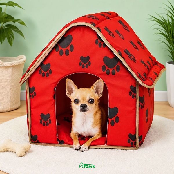 Домик Portable Dog House складной для собак и кошек 45х41х45 см красный 1641 фото