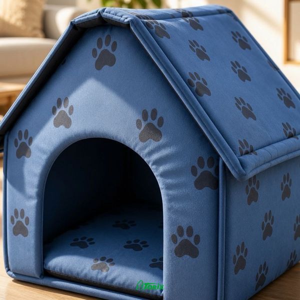 Домик Portable Dog House складной для собак и кошек 45х41х45 см синий 1642 фото