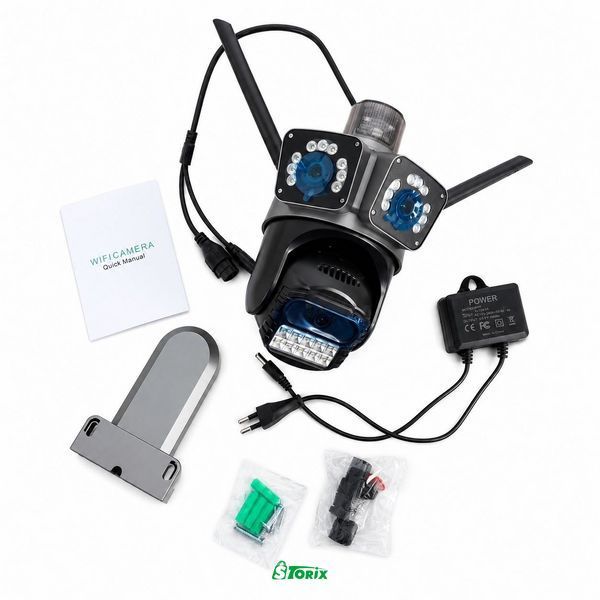 Камера видеонаблюдения Wi-Fi 9MP 3в1 с 3 объективами и iCSee 1530 фото