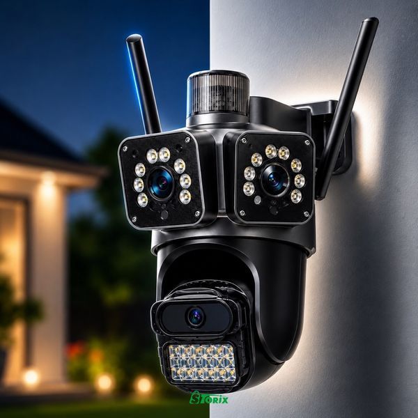 Камера видеонаблюдения Wi-Fi 9MP 3в1 с 3 объективами и iCSee 1530 фото