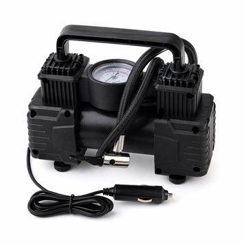 Компресор автомобільний Air Pump 12 В двоциліндровий з манометром у кейсі 1429 фото
