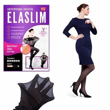 Женские колготки ELASLIM бесшовные с высокой посадкой 40 Den черные 1391 фото